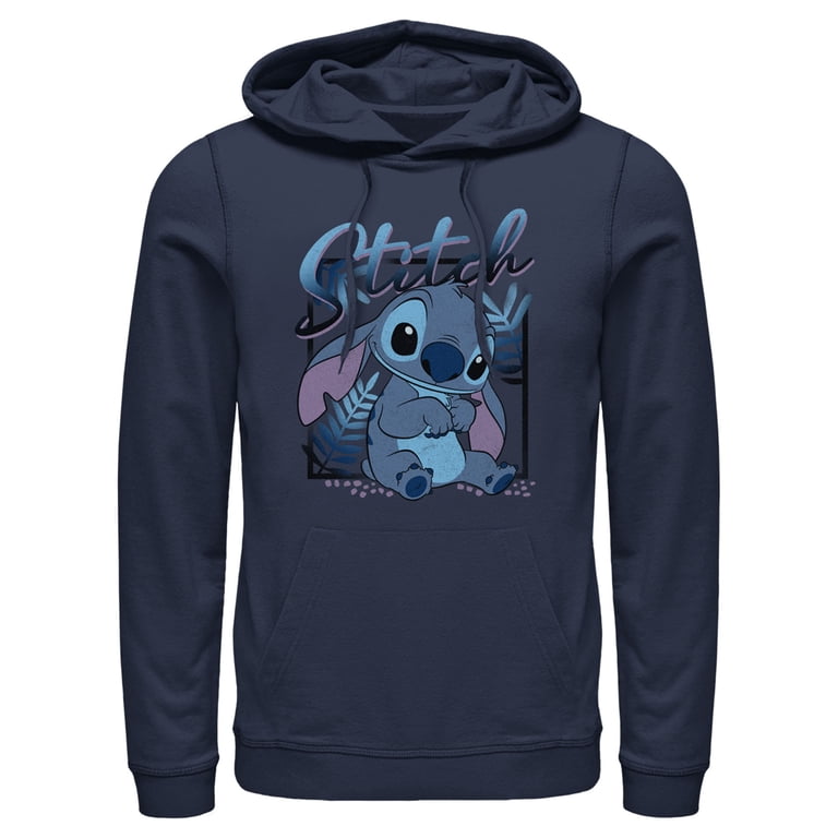 Men's Lilo & Stitch Distressed Poster Stitch Pull Over Hoodie Navy