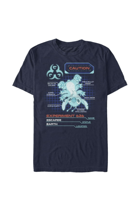 Men's Lilo & Stitch Experiment 626 Schematics Graphic Tee Navy Blue 2X Large