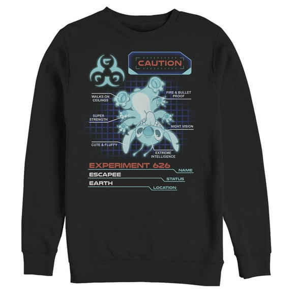 Men's Lilo & Stitch Experiment 626 Schematics  Sweatshirt Black Small