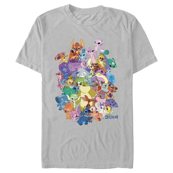 Men's Lilo & Stitch Experiment Compilation Graphic Tee Silver Small