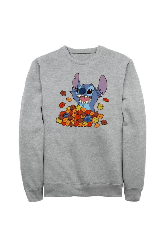 Men's Lilo & Stitch Fall Leaf Pile Sweatshirt Athletic Heather Large