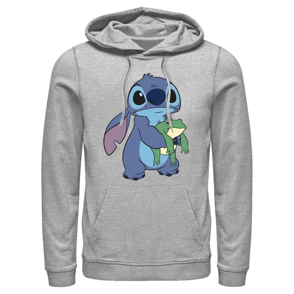 Men's Lilo & Stitch Froggie Stitch Pull Over Hoodie Athletic Heather Medium