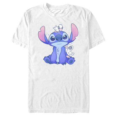 Men's Lilo & Stitch Hanging with Ducks  Graphic Tee White X Large