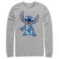 thumbnail image 1 of Men's Lilo & Stitch Happy to See Me Long Sleeve Shirt Athletic Heather 2X Large, 1 of 4