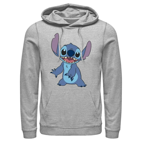 Men's Lilo & Stitch Happy to See Me Pull Over Hoodie Athletic Heather 2X Large