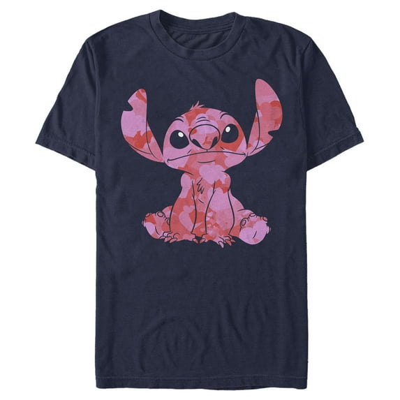 Men's Lilo & Stitch Heart Filled Stitch Graphic Tee Navy Blue Large