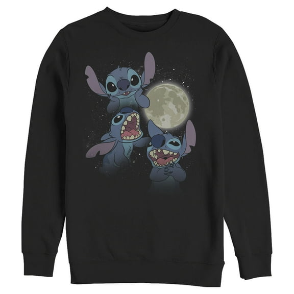 Men's Lilo & Stitch Howling at the Moon Sweatshirt Black Medium