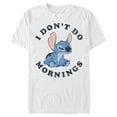 thumbnail image 1 of Men's Lilo & Stitch I Don't Do Mornings Stitch Distressed  Graphic Tee White Medium, 1 of 5