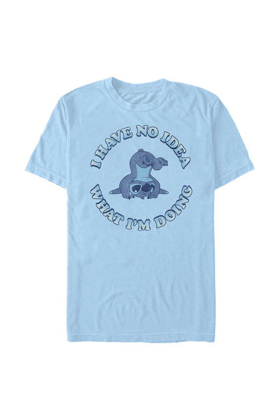 Men's Lilo & Stitch I Have No Idea Graphic Tee Light Blue Large