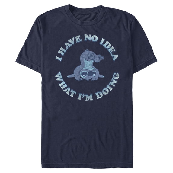 Men's Lilo & Stitch I Have No Idea Graphic Tee Navy Blue Large