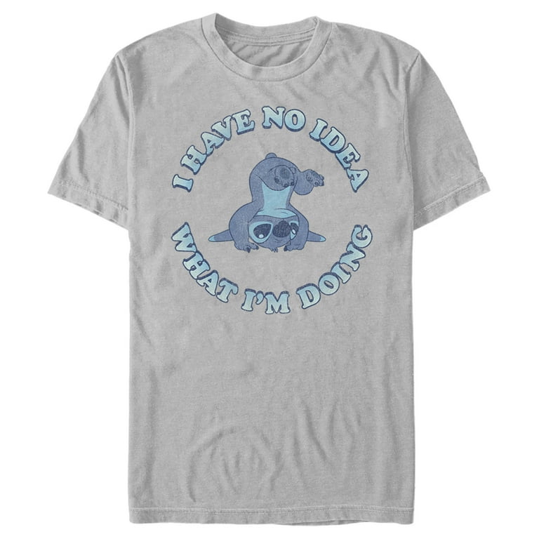 Men s Lilo Stitch I Have No Idea Graphic Tee Silver Small