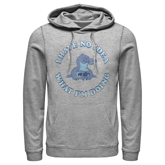 Men's Lilo & Stitch I Have No Idea Pull Over Hoodie Athletic Heather 3X Large