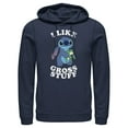 thumbnail image 1 of Men's Lilo & Stitch I Like Gross Stuff Stitch Distressed Pull Over Hoodie Navy Blue Small, 1 of 4