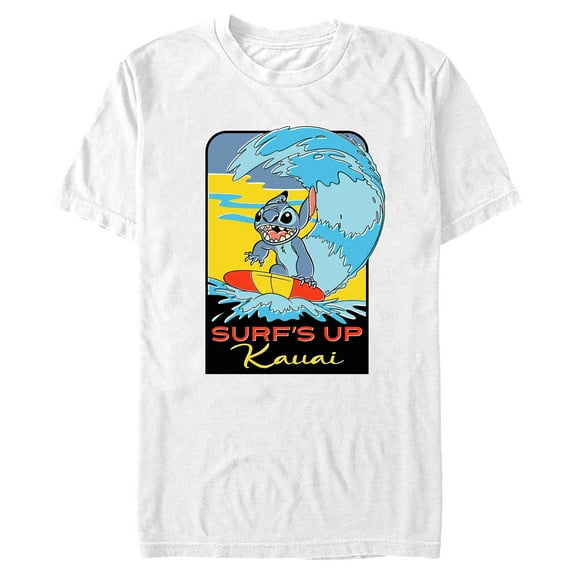 Men's Lilo & Stitch Kauai Surf's Up Graphic Tee White Medium