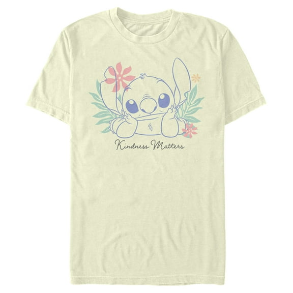 Men's Lilo & Stitch Kindness Matters Outline  Graphic Tee Beige Large