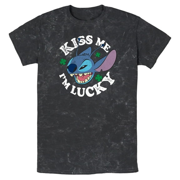 Men's Lilo & Stitch Kiss Me I'm Lucky Graphic T-Shirt