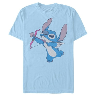 Men's Lilo & Stitch Love Shot  Graphic Tee Light Blue Small