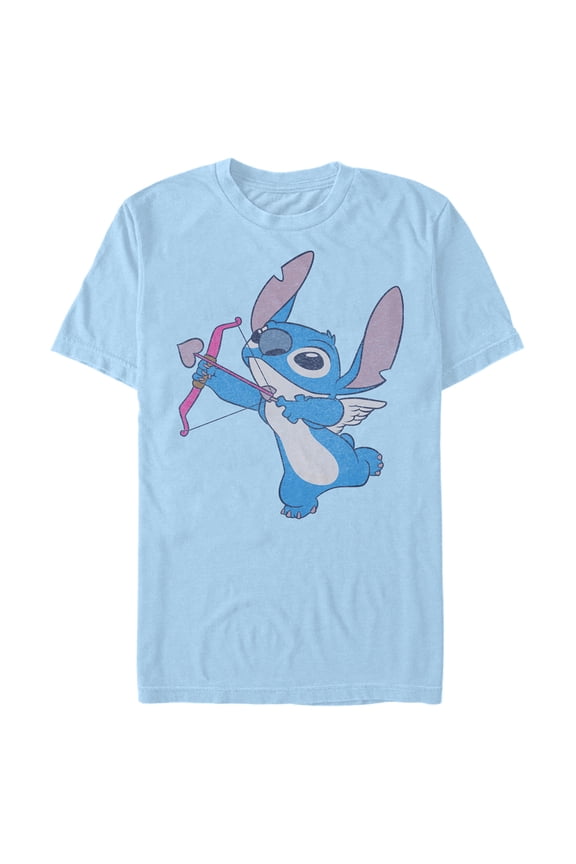 Men's Lilo & Stitch Love Shot  Graphic Tee Light Blue X Large