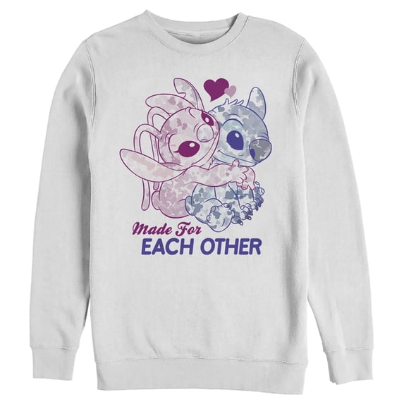 Men's Lilo & Stitch Made for Each Other Sweatshirt White 3X Large