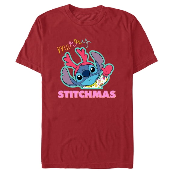 Men's Lilo & Stitch Merry Stitchmas Graphic Tee Cardinal Medium