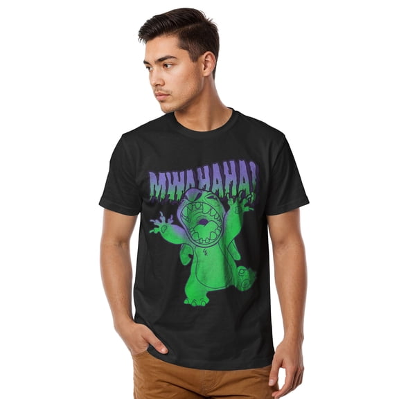 Men's Lilo & Stitch Mwahaha Halloween Horror Graphic Tee Black X Large