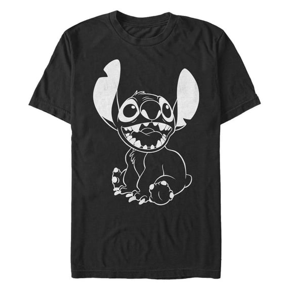 Men's Lilo & Stitch Negative Black and White Graphic Tee Black Small