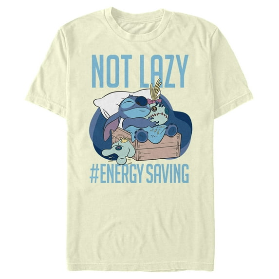 Men's Lilo & Stitch Not Lazy, Saving Energy Graphic Tee Beige 2X Large