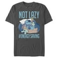thumbnail image 1 of Men's Lilo & Stitch Not Lazy, Saving Energy Graphic Tee Charcoal X Large, 1 of 5