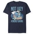 thumbnail image 1 of Men's Lilo & Stitch Not Lazy, Saving Energy  Graphic Tee Navy Blue 2X Large, 1 of 5