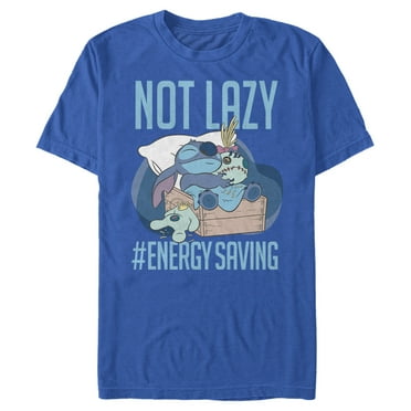 Men's Lilo & Stitch Not Lazy, Saving Energy  Graphic Tee Royal Blue 2X Large