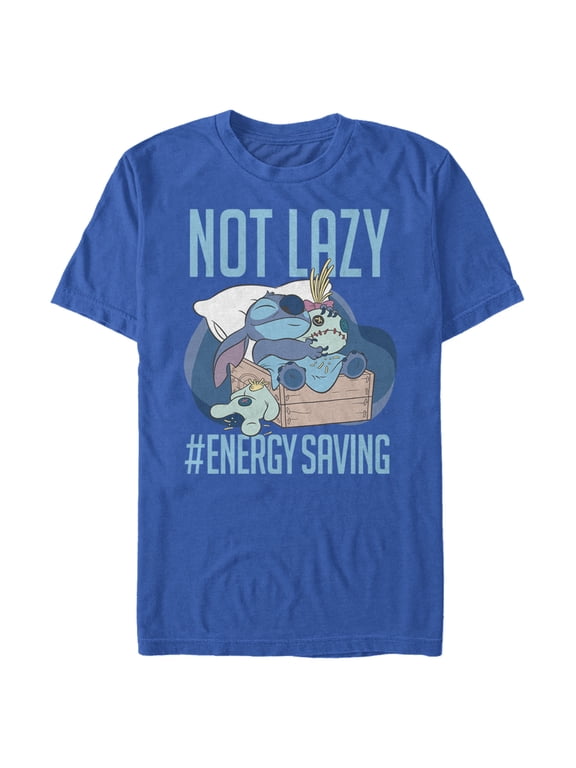Men's Lilo & Stitch Not Lazy, Saving Energy Graphic Tee Royal Blue 3X Large