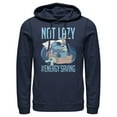 thumbnail image 1 of Men's Lilo & Stitch Not Lazy, Saving Energy  Pull Over Hoodie Navy Blue 3X Large, 1 of 9