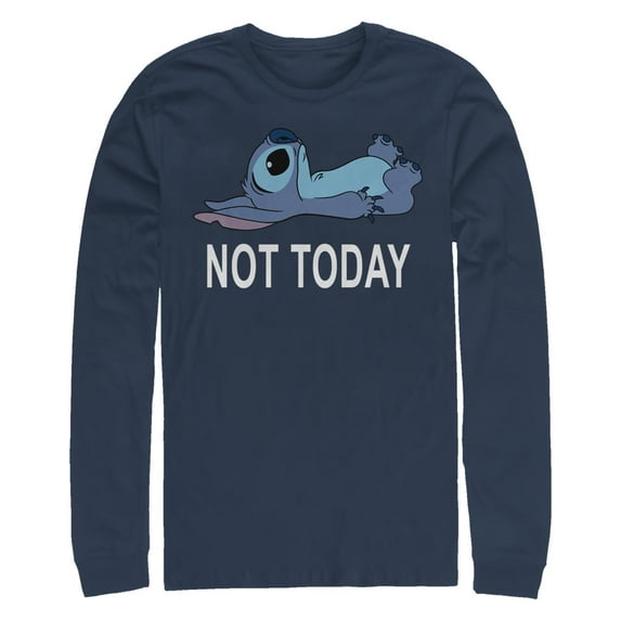 Men's Lilo & Stitch Not Today Long Sleeve Shirt Navy Blue Small