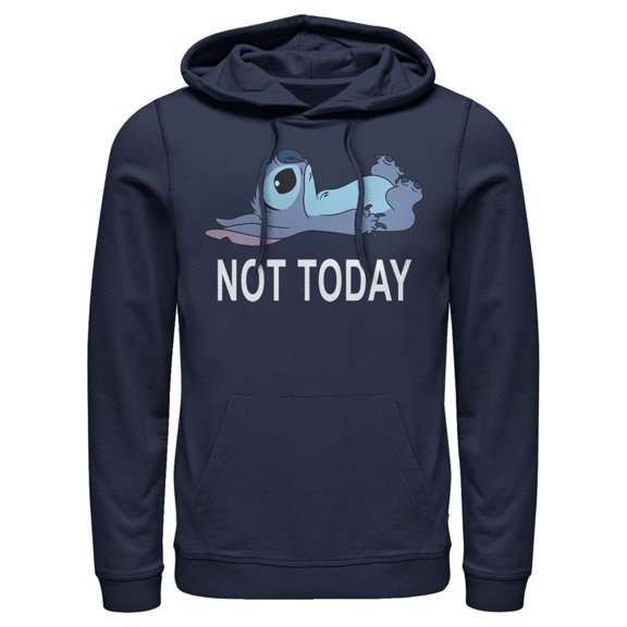 Men's Lilo & Stitch Not Today  Pull Over Hoodie Navy Blue Large