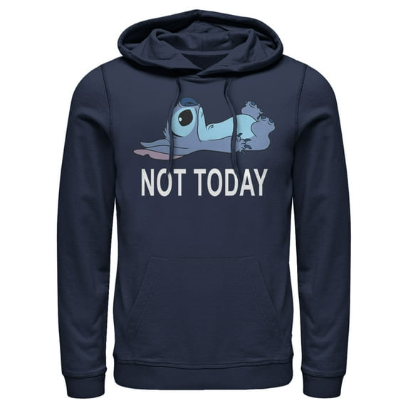 Men's Lilo & Stitch Not Today Pull Over Hoodie Navy Blue X Large
