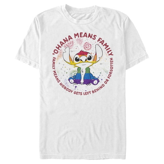 Men's Lilo & Stitch Ohana Rainbow Pride Graphic Tee White Small