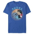 thumbnail image 1 of Men's Lilo & Stitch Ohana and a Kiss  Graphic Tee Royal Blue Medium, 1 of 4