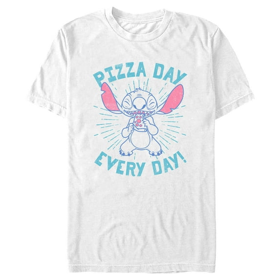 Men's Lilo & Stitch Pizza Day Every Day Stitch Graphic Tee White 3X Large
