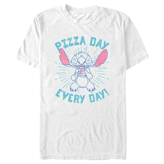 Men's Lilo & Stitch Pizza Day Every Day Stitch  Graphic Tee White X Large