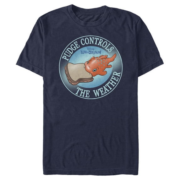 Men's Lilo & Stitch Pudge Controls the Weather Graphic Tee Navy Blue X Large