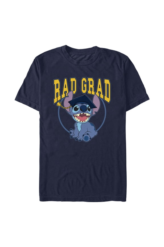 Men's Lilo & Stitch Rad Grad  Graphic Tee Navy Blue Large
