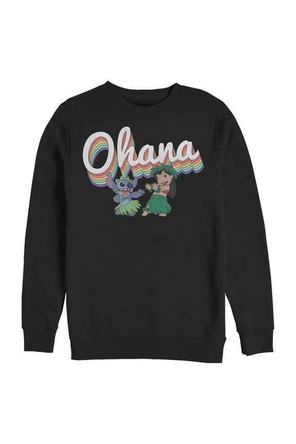 Men's Lilo & Stitch Rainbow Ohana Hula Dance  Sweatshirt Black Large