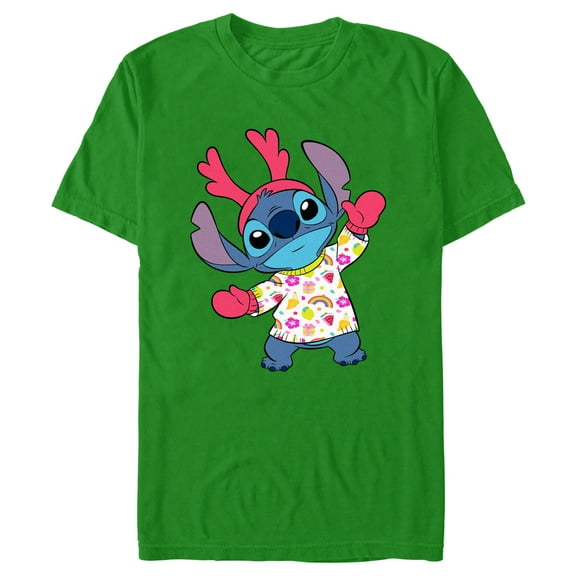 Men's Lilo & Stitch Reindeer Alien Graphic Tee Kelly Green X Large