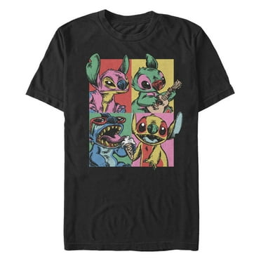 Men's Lilo & Stitch Retro Panel  Graphic Tee Black X Large