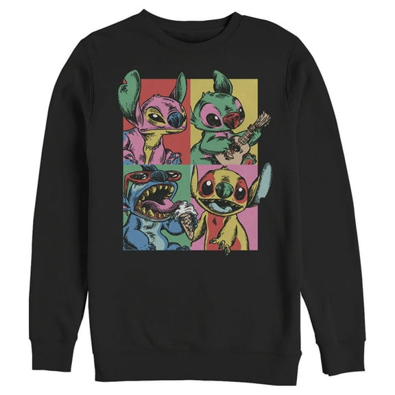 Men's Lilo & Stitch Retro Panel Sweatshirt Black 3X Large