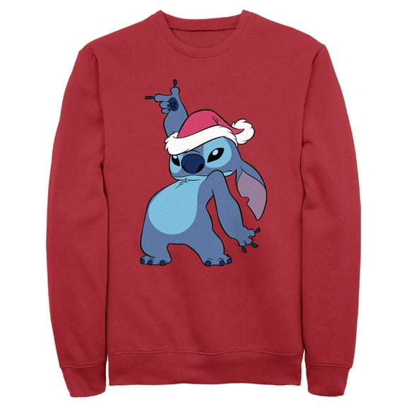 Men's Lilo & Stitch Santa Hat Sweatshirt Red 3X Large