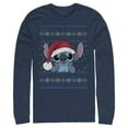 thumbnail image 1 of Men's Lilo & Stitch Santa Hat Ugly Sweater Long Sleeve Shirt Navy Blue 2X Large, 1 of 4