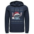 thumbnail image 1 of Men's Lilo & Stitch Santa Hat Ugly Sweater  Pull Over Hoodie Navy Blue Large, 1 of 4