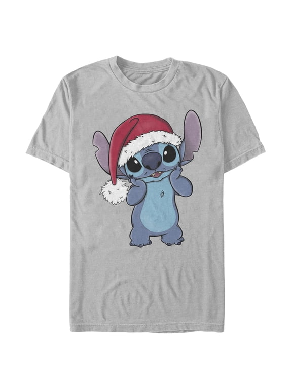 Men's Lilo & Stitch Santa Surprise Graphic Tee Silver Large