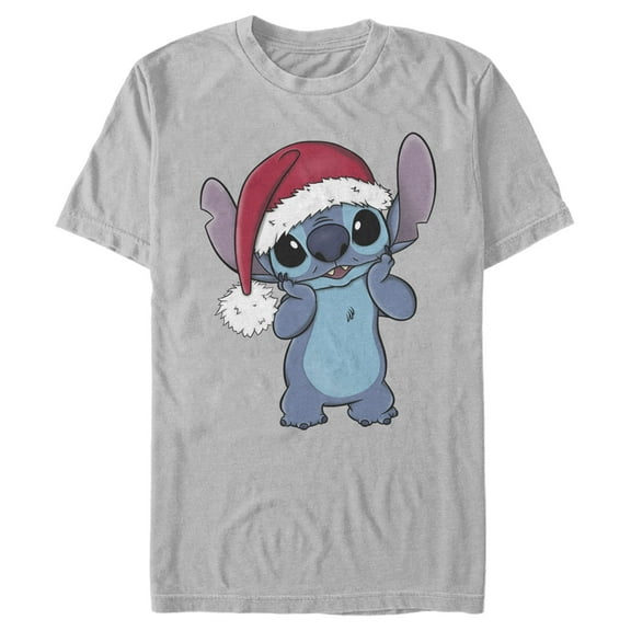 Men's Lilo & Stitch Santa Surprise Graphic Tee Silver Small